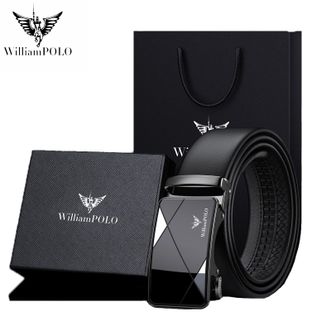 英皇保罗WilliamPOLO  皮带男真皮商务自动扣牛皮腰带潮流裤带（105-130下单备注尺寸）20111P专柜礼盒