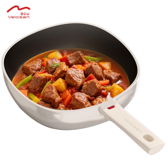 温仑山  钛陶不粘小方锅24cm煎锅小方锅平底轻量高颜值牛排锅煎炒两用