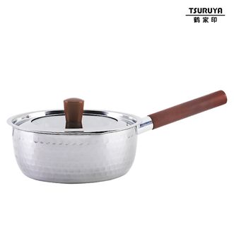 鹤家印(TSURUYA)  日式雪平锅婴儿宝宝辅食锅槌纹防溢奶锅不锈钢无涂层  雪平锅-20cm（带锅盖）