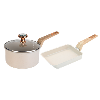 火象  白宝石厨具两件套装 奶锅18cm 煎锅20cm HXG-DZ002