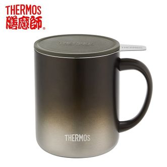 膳魔师（THERMOS）  茶漏把手杯400ml入夜棕不锈钢保温马克杯办公把手杯泡茶简约带茶漏咖啡杯TEMC-400