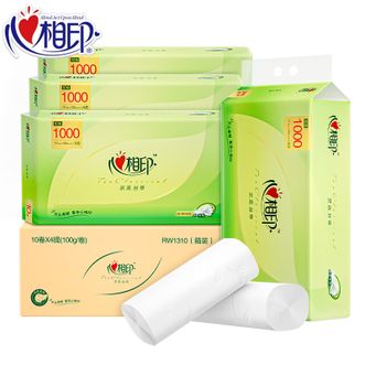 心相印卷纸【茶语丝享系列100克*4提40卷整箱】卫生纸家用厕纸无芯卷纸纸巾卷纸