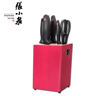 张小泉  张字号-红妆系列套装刀具七件套斩骨刀 切片刀 小厨刀 水果刀 厨房剪 刀座 磨刀棒D30870200
