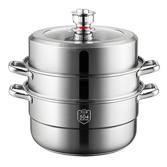 炊大皇（COOKER KING）  计时器定时蒸锅 家用三层加厚加高 高拱盖型上蒸下煮 32cm