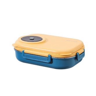 美厨（MAXCOOK）  饭盒304不锈钢分隔便当盒双层中小学生儿童分格餐盒-四格1.6L北欧蓝MC-FT1559