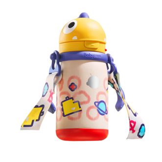 babycare  儿童保温杯大宝宝学饮吸管水杯 恐龙款-450ml-洛克黄（背带）
