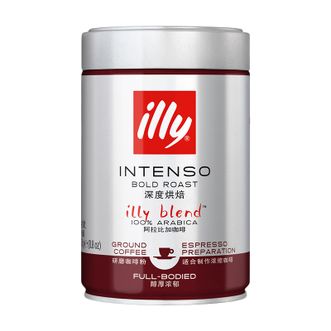 意利（illy）意式浓缩深度烘焙纯黑咖啡粉250g 意大利进口