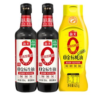 海天  0金标生抽500ml*2+0金标蚝油625g调味组合（调料调味品）