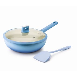康巴赫  溢彩不粘炒锅两件套  LPB-CT30A  蓝色  30cm炒锅 32cm锅铲
