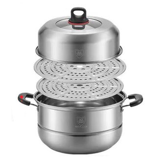 美厨（MAXCOOK）  32cm/34cm/36cm双层蒸锅不锈钢复底感温多用锅燃气炉电磁炉通用锅MCZ996