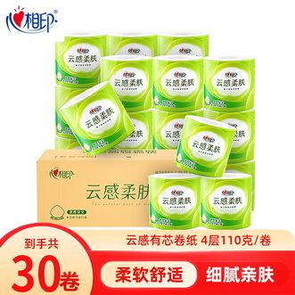 心相印  有芯卷纸云感柔肤 4层110g克柔韧亲肤卫生纸卷筒纸厕纸 BT5312