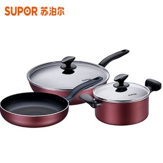 苏泊尔（SUPOR）  锅具三件套30cm炒锅24cm煎锅20cm汤锅家用厨房烹饪不粘锅具组合套装平底锅三件套