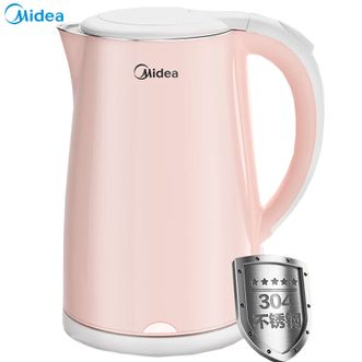美的/Midea  电水壶  1.7L电水壶热水壶烧水壶304不锈钢双层防烫开水壶   HJ1705B