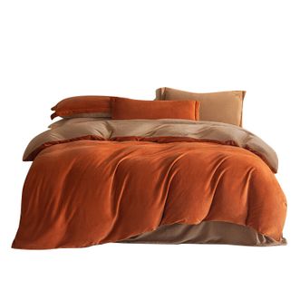 京东京造  220g牛奶绒四件套  A类秋冬加厚法兰绒双人保暖床单枕套被套  焦糖Milky