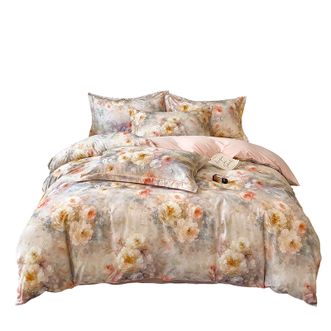 恒源祥  全棉磨毛数码印花四件套-晚笙粉