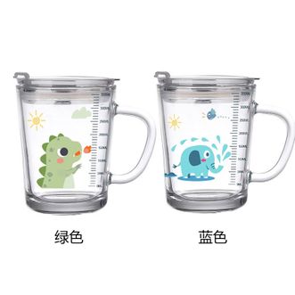 btif  儿童牛奶杯400ml带刻度带盖吸管玻璃水杯微波炉可加热B000108STR