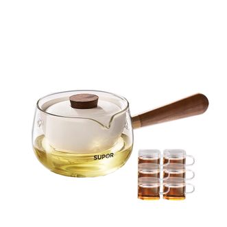 苏泊尔(SUPOR)   泡茶壶煮茶器炉 旋转侧把逍遥壶烧水壶580ml+6杯
