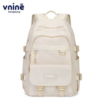 第九城/V.NINE  学生书包女生轻便减负旅行背包15.6英寸笔记本电脑包时尚简约双肩包VD233913