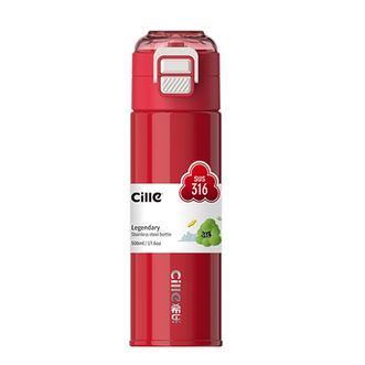 cille  麦水杯500ml户外杯儿童杯保温杯双饮杯子户外便携运动杯保温杯XB-24122红色