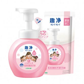 狮王（Lion）  趣净水润抑菌洗手液 爽肤香 瓶装250ml+替换装200m