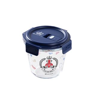 安买  圆形玻璃保鲜盒  700ml  汤杯保鲜盒上班族饭盒沙拉碗水果储藏收纳冰箱收纳盒便当盒厨房餐具用品
