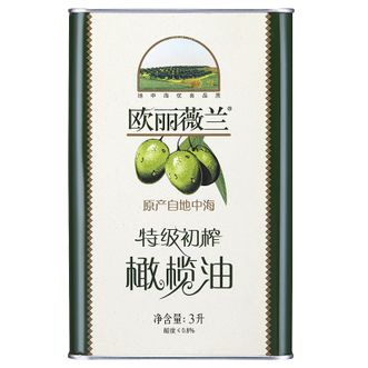 欧丽薇兰  食用油家用炒菜特级初榨橄榄油3L罐装