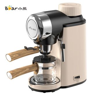小熊（Bear）咖啡机家用意式半自动泵压式蒸汽高压萃取可打奶泡意式5bar配咖啡壶KFJ-A02R2