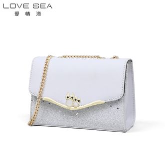 爱情海/Love sea  牛皮链条单肩包女轻奢简约百搭女士单肩斜挎包AQH3894