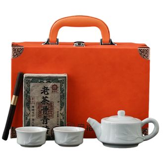 宏裕  君子皮盒茶与壶茶具 1壶2杯1茶刀1药香砖1礼盒
