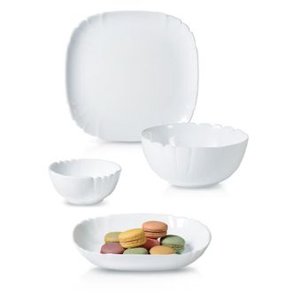 乐美雅（Luminarc）  白玉玻璃露特莎餐具7件套耐热玻璃微波炉可用餐具礼盒碗盘餐具