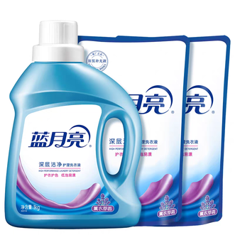 蓝月亮  深层洁净洗衣液共4斤  1KG瓶装+1kg补充装（500g*2袋补充装或者1kg补充装）