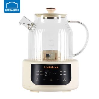 乐扣乐扣/Lock＆Lock  养生壶 1L容量0胶水全玻璃花茶壶多功能煮茶壶恒温壶 语音养生款（茶漏+炖盅）