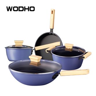 万德霍/WODHO  雍容华贵四件套装锅优质精铁材质炒锅煎锅汤锅奶锅四件套 WDH-G0230417