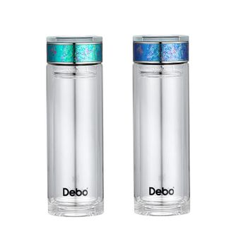 德铂（Debo）  温显玻璃钛杯 320ml双层玻璃杯水杯泡茶杯