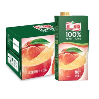 汇源果汁1L100%桃汁12盒整箱装