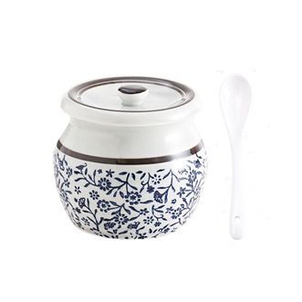 拜杰（BJ）  猪油罐  300ml带盖勺陶瓷耐高温调味罐盛油容器辣椒油罐储油罐