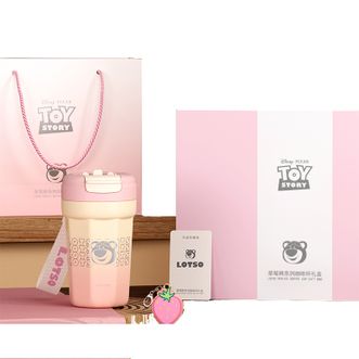 迪士尼（Disney）  儿童保温杯 咖啡杯 生日礼物吸管直饮杯 草莓熊款400ml 送礼高档精美精致礼盒