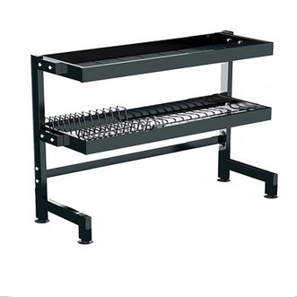 奥的 厨房水槽置物架 【双层长度65cm】特厚沥水架(主架)+挂钩*8 台面碗盘收纳架沥水架