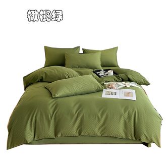 洁丽雅/Grace  60支长绒棉四件套长绒棉提花四件套纯棉全棉轻奢高级床单被套秋冬床上用品 橄榄绿 GQGGT01