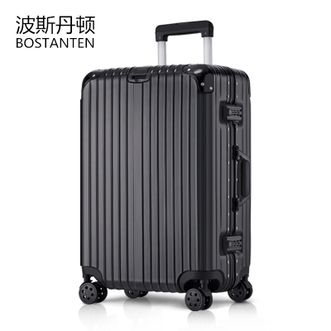 波斯丹顿（BOSTANTEN）20寸拉杆箱耐磨抗摔行李箱万向轮旅行箱登机箱 黑色铝框款BJ9204030