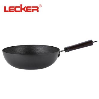 lecker  锻匠蜂巢纹理炒锅32cm无涂层炒菜铁锅生铁不生锈锅具不挑炉具KR335