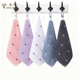 金号  100%纯棉家用男女洗脸小毛巾全棉四方方巾挂式擦手巾亲肤柔软吸水性强 4条装