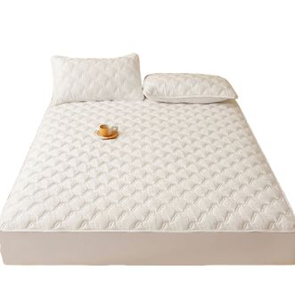 九洲鹿  亲肤防水夹棉绗缝床笠 180*200cm 曦月白 JZCL04