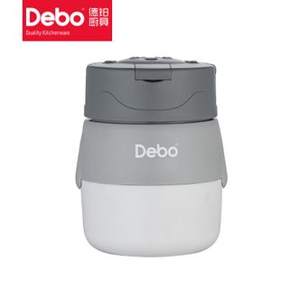 德铂（Debo）  便携早餐杯汤杯带盖上班族500ml餐盒汤罐304不锈钢内胆密封 灰色