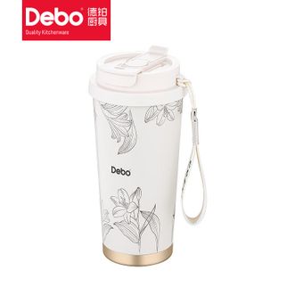 Debo  德铂保温杯咖啡杯316不锈钢杯子安利 百合花500ml
