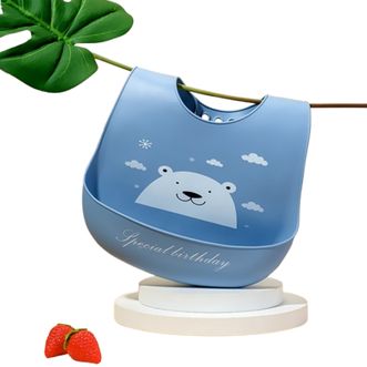 英氏（YEEHOO）  福瑞斯森林硅胶围兜重 蔚蓝白熊