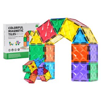 百乐森  儿童立体磁力片积木拼装玩具磁力贴 彩窗磁力片60pcs