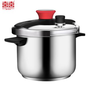 双喜  酷旋夹钳式不锈钢压力锅(红韵)22CM/6L单手开合加厚锅底 高压锅CY2206SJ01E
