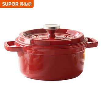 苏泊尔（SUPOR）  铸铁珐琅锅 22cm铸铁锅炖锅煮锅煲汤煮面煮粥锅复合锅底汤锅燃气电磁炉通用-酒红色