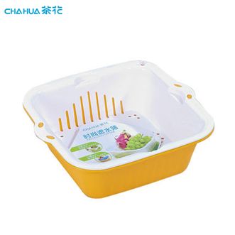 茶花（CHAHUA）时尚滤水筛（大号）厨房洗菜篮沥水篮滤水筛双层两用果蔬沥水筛滤水筐水果盘1160（颜色随机发）